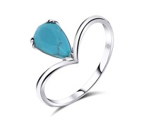 Blue Turquoise Silver Rings NSR-2472